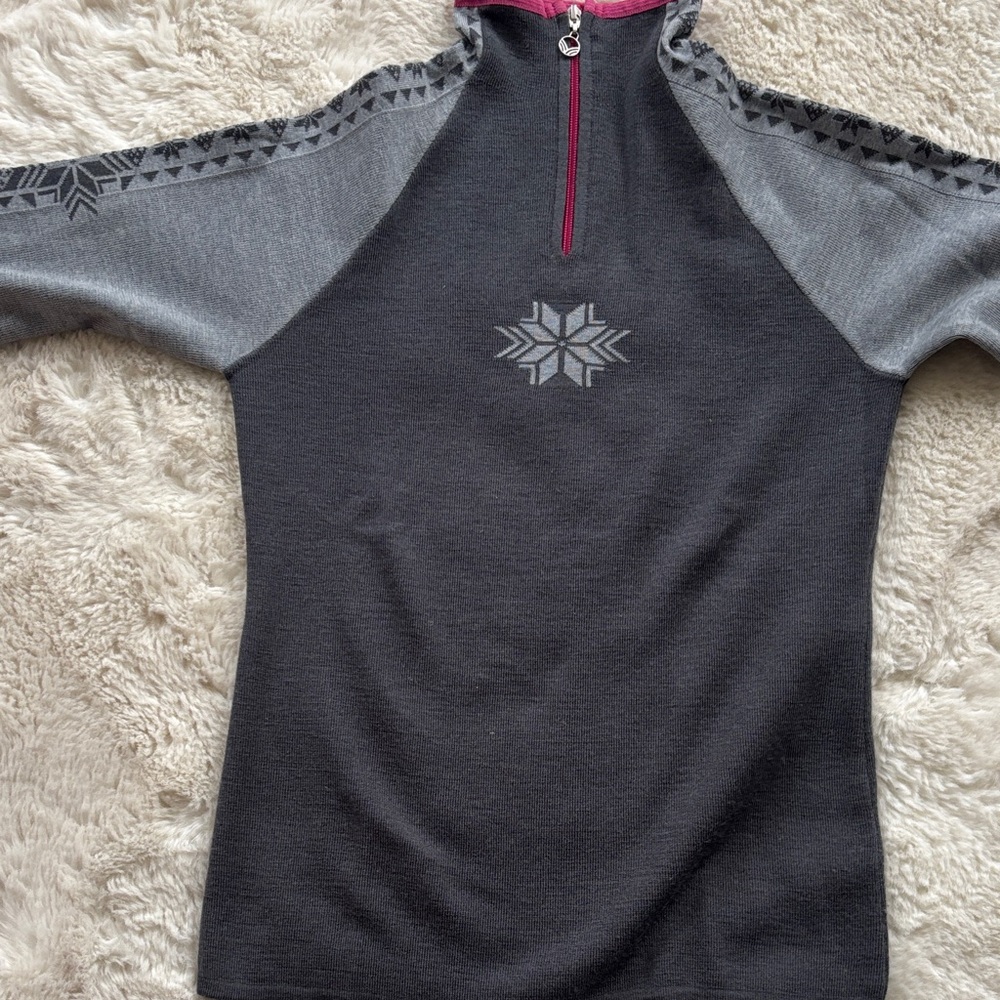 Dale of Norway Gray and Pink Turtleneck Sweater